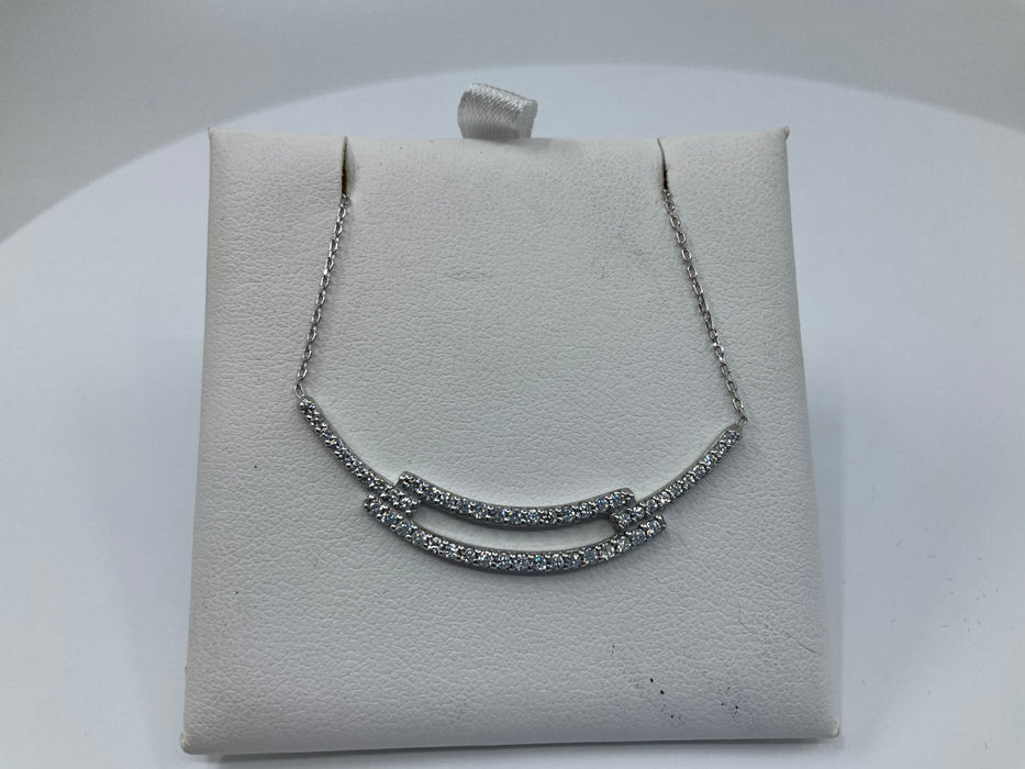 Sterling silver CZ open bar necklace