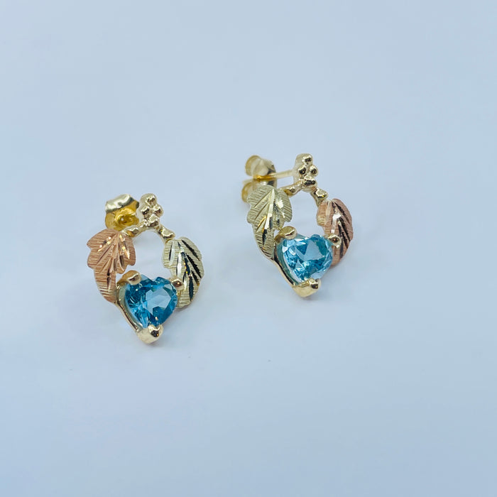 10kt Tricolor Gold Blue Topaz Earrings