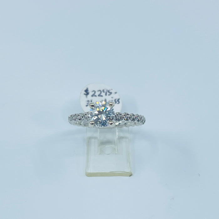 14kt White Gold Moissanite and Diamond Engagement Ring
