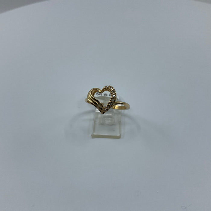 14kt Yellow Gold heart shaped multi diamond ring