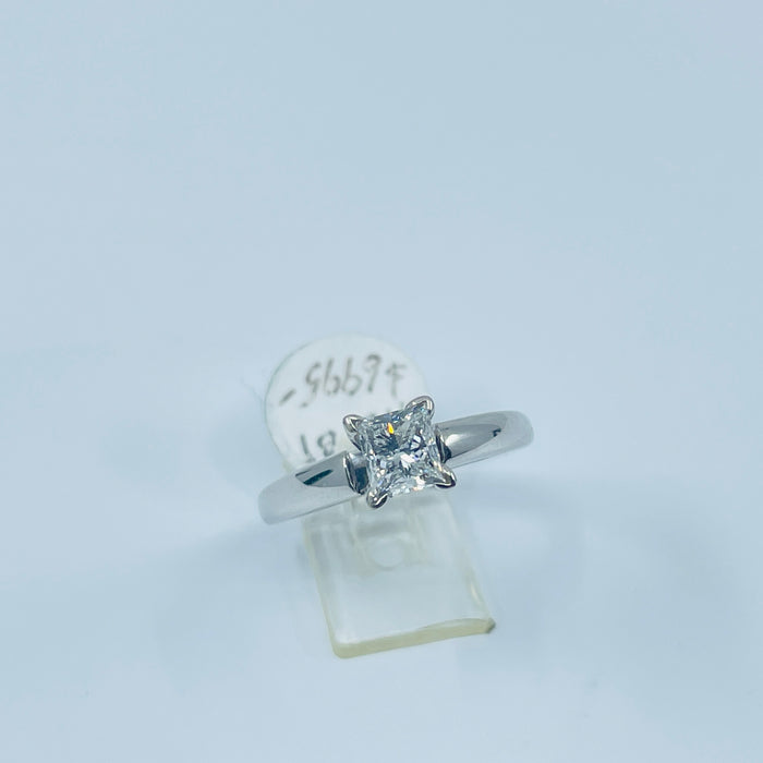 14kt White Gold .96ct Princess cut cathedral mount engagement Ring