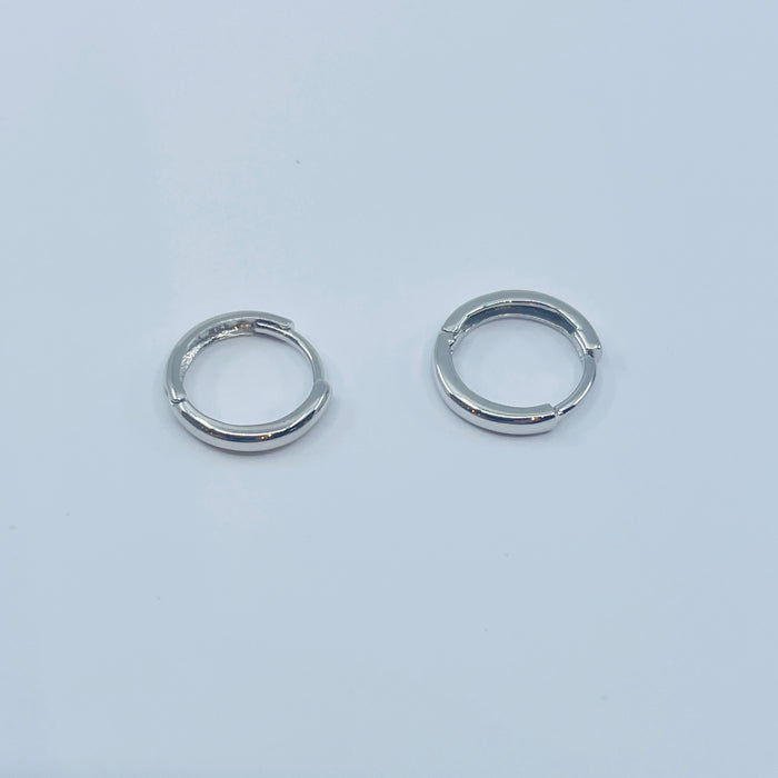 14kt White Gold 13mm Hugger Hoop Earrings