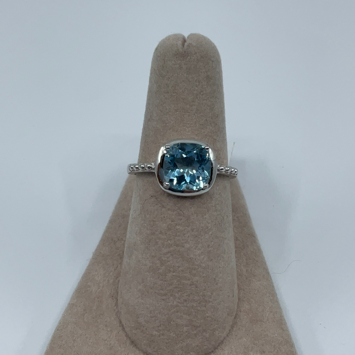 Sterling silver blue topaz square ring