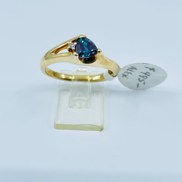 14kt Yellow Gold created Alexandite and Diamond ring