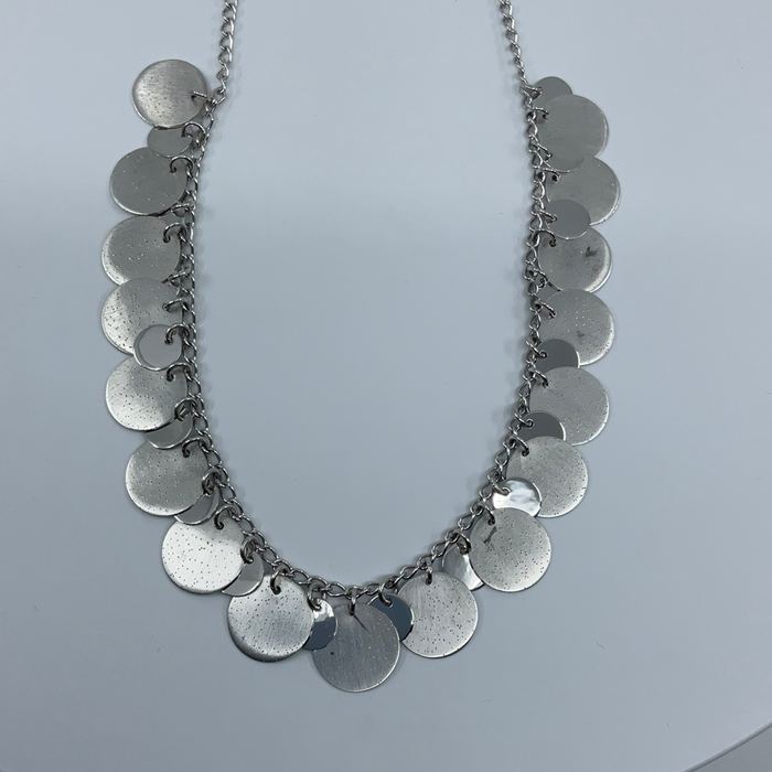 Sterling silver multi disk sparkle necklace