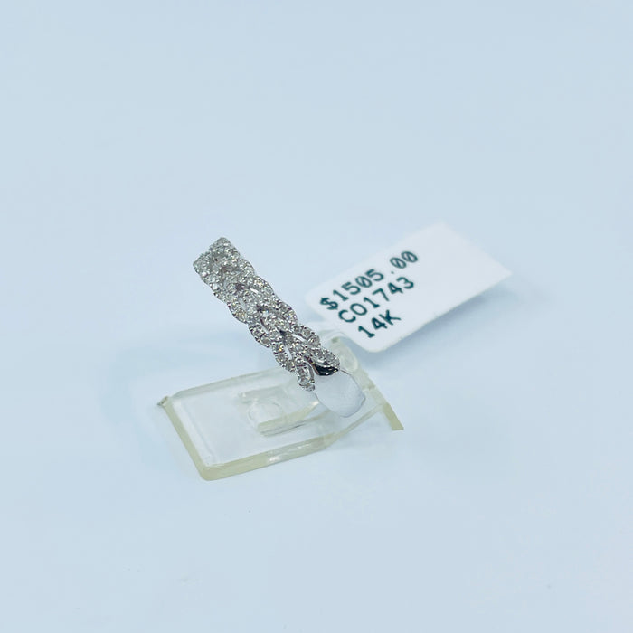 14kt White Gold 100 diamond wishbone style band .33ctw