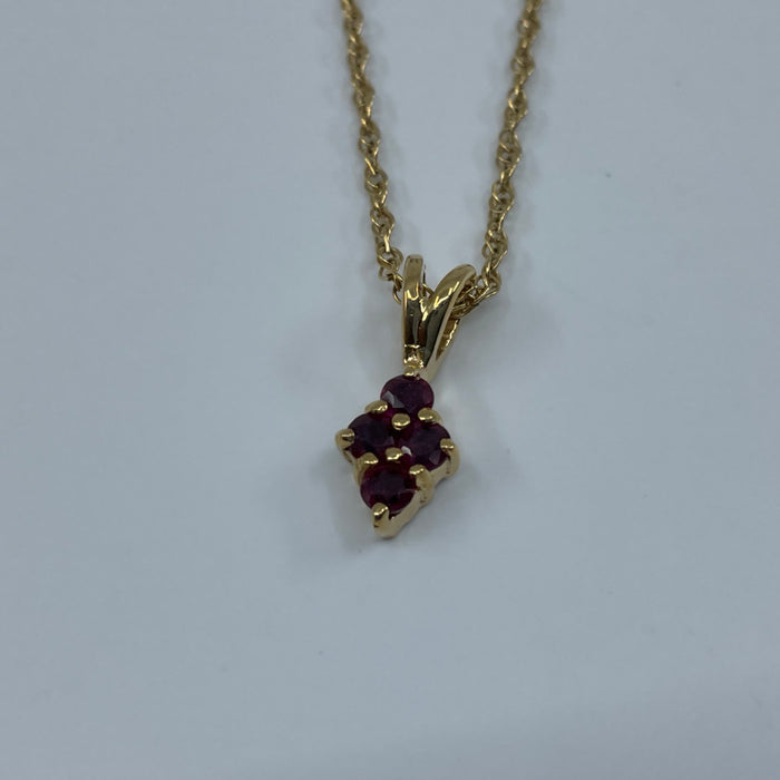 14kt Yellow Gold 4 ruby pendant