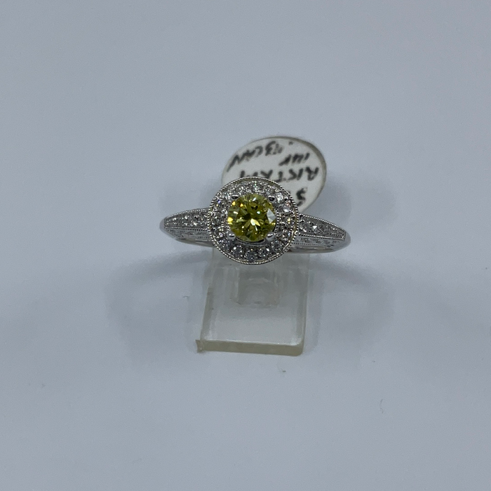 14kt White gold Fancy Yellow diamond engagement ring
