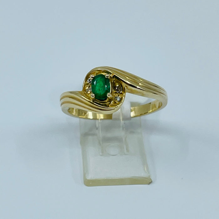 14kt Yellow Gold Emerald and Diamond Ring