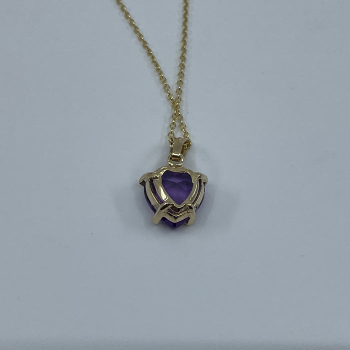 14KT Yellow Gold Heart shaped Amethyst Pendant