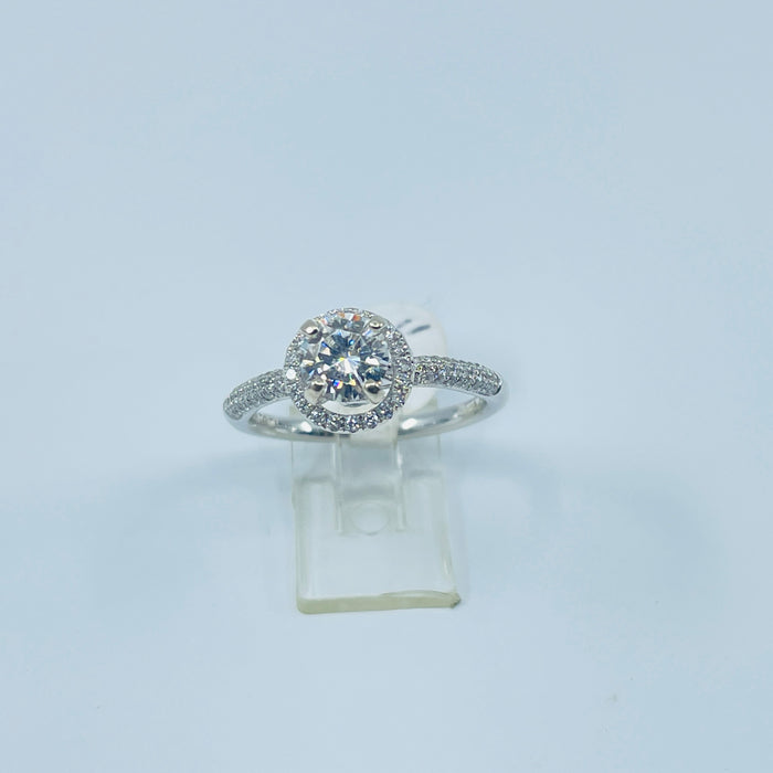 18kt White Gold 6mm Moissanite Engagement .35ctw Diamond ring