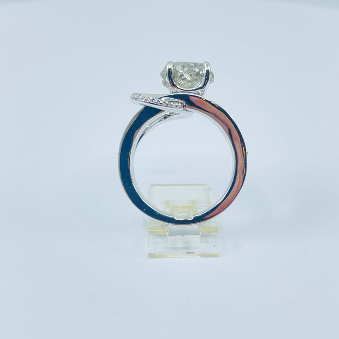 14kt White Gold custom Engagement ring 2.31ct rough Diamond center