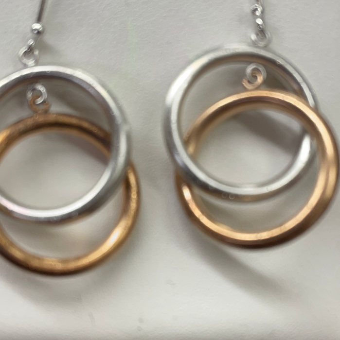 Sterling Silver Rose and silver circle earrings