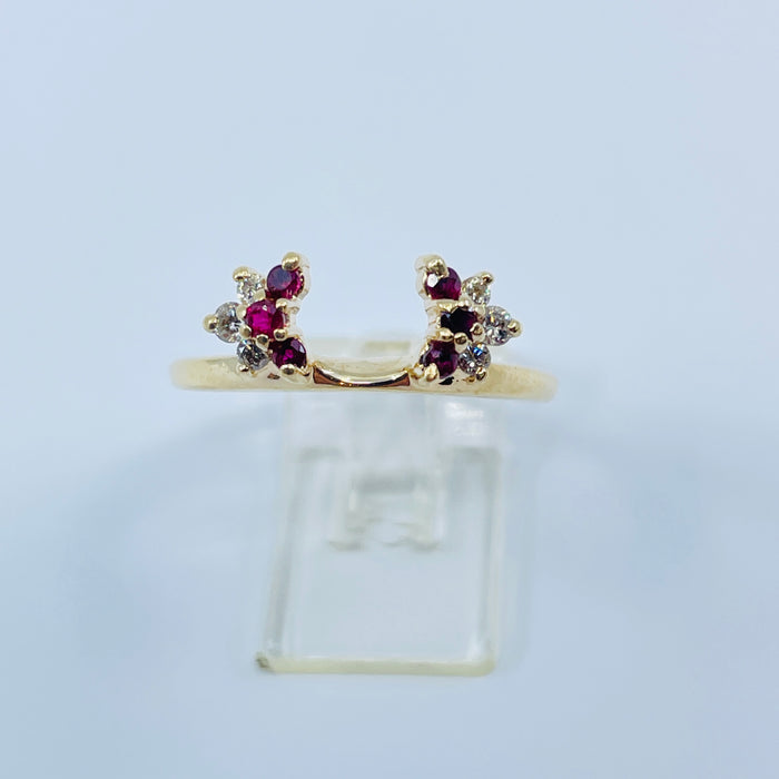 14kt Yellow Gold diamond and Ruby Wrap