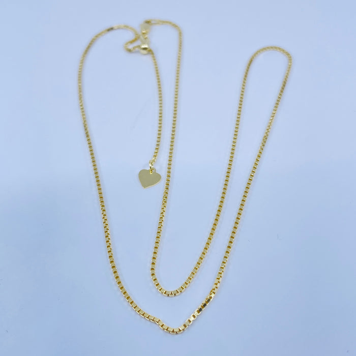Sterling Silver 22” Gold tone adjustable box chain