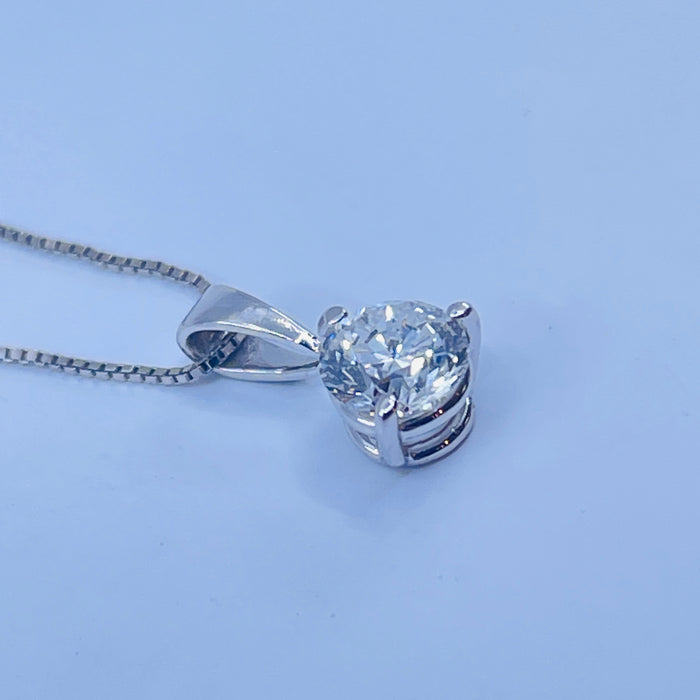 14kt White Gold  .56ctw FG VS Martini set LG Diamond Pendant