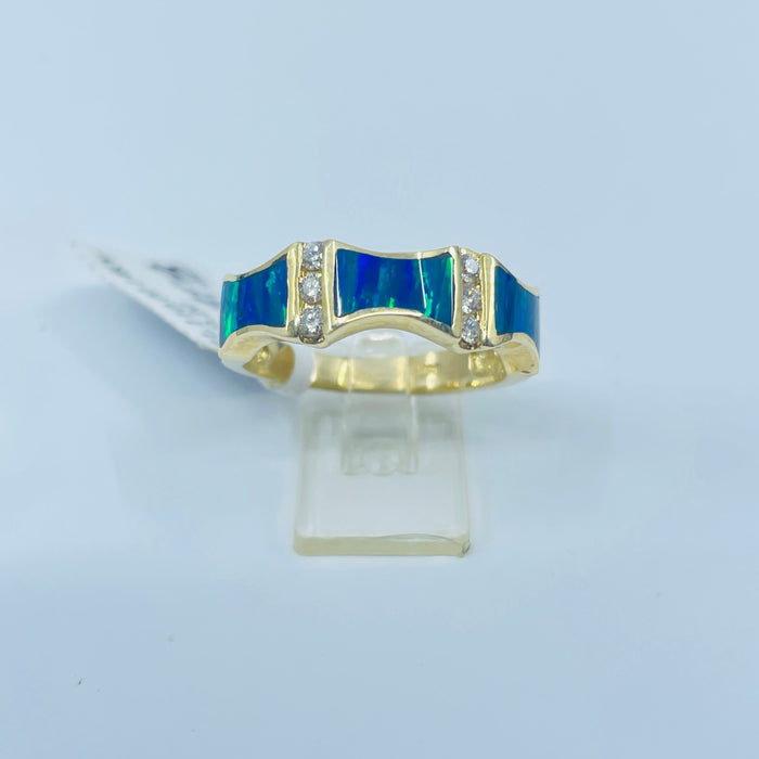 14kt Yellow Gold Opal and Diamond Ring
