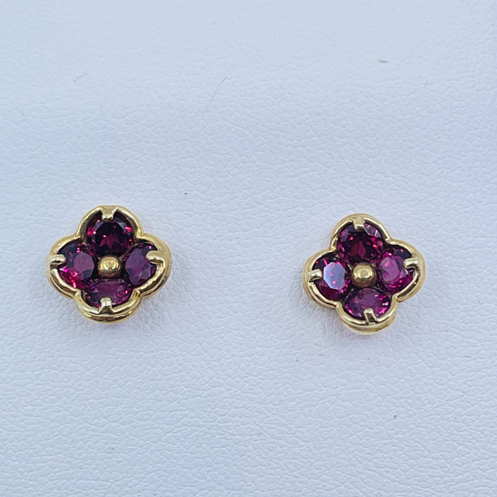 14kt Yellow Gold multi Pink Tourmaline Earrings