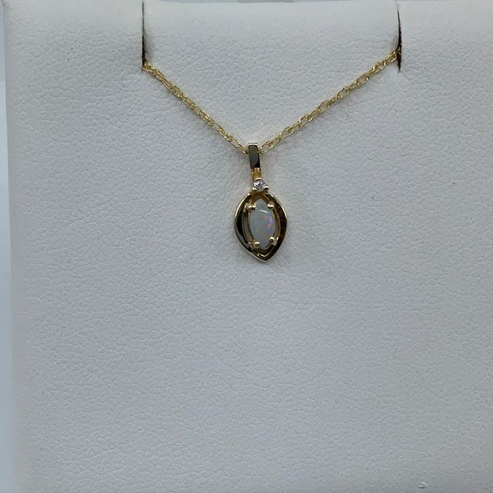 14kt Yellow Gold Opal and diamond pendant