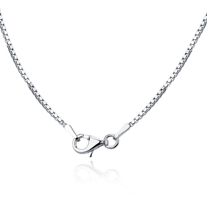 Sterling Silver 20” 1.0mm Rhodium Box Chain - Rhodium Plated