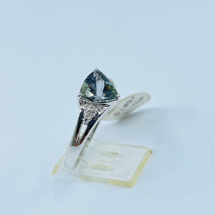 14kt White Gold Green Zoisite (Tanzanite) and Diamond ring