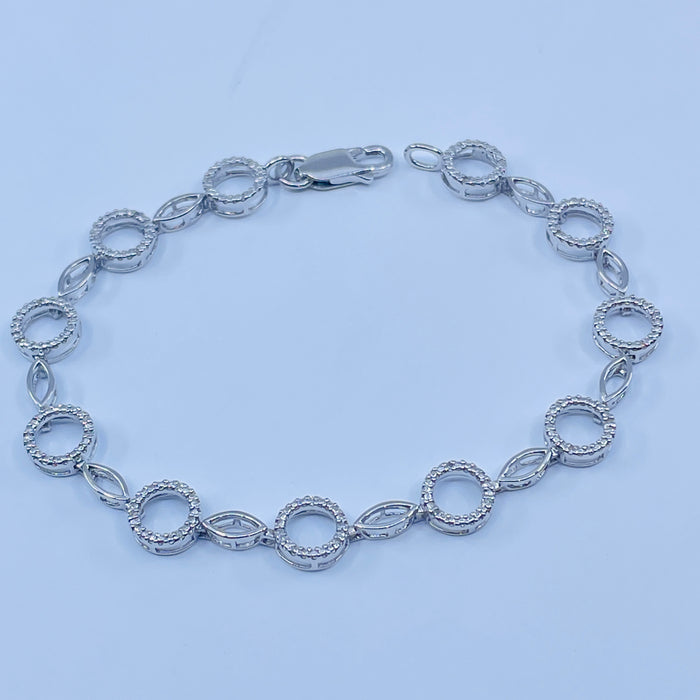 Sterling Silver .12ctw 7” Circle Bracelet