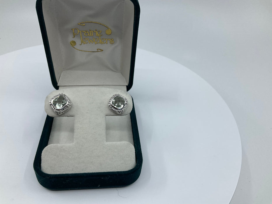 Sterling silver green quartz earrings