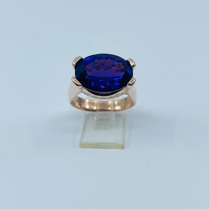 14kt Rose Gold 5.20 Amethyst and Diamond Custom Ring
