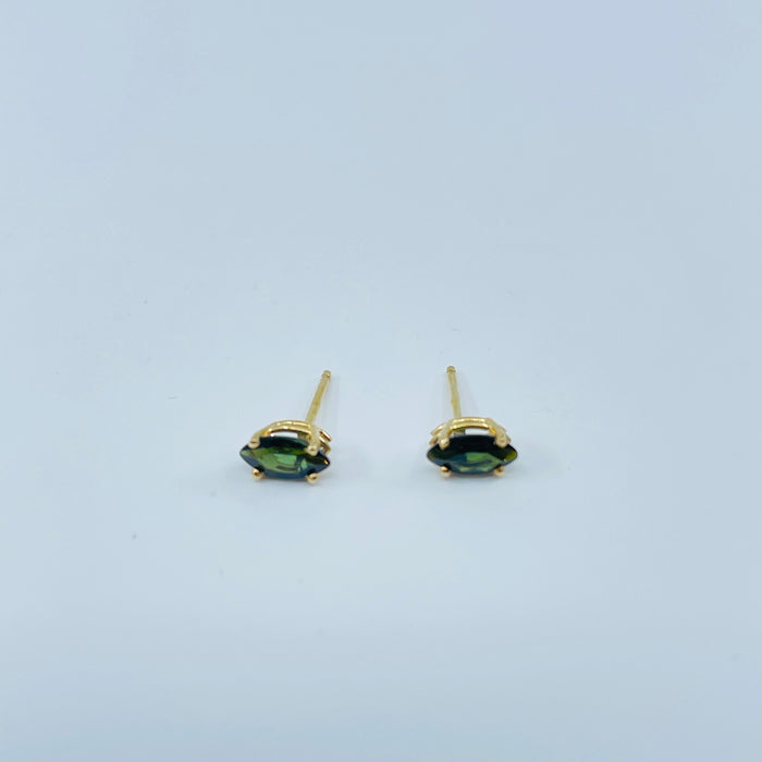 14kt Yellow Gold marquise shaped Tourmaline earrings